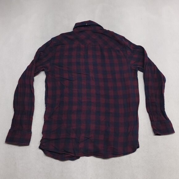 Amplify Buffalo Check Flannel Long Sleeve Shirt Mens Size Medium M Maroon Blue - Picture 10 of 10
